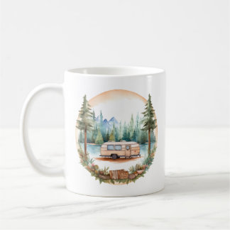 Taza De Café Camping RV en los bosques, acampada RV