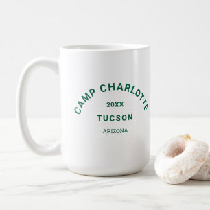 Taza De Café Camping Tema Bosque Campamento Verde Escudo Bachel