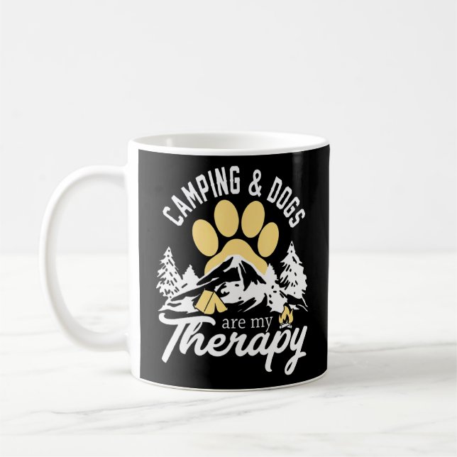 Taza De Café Camping Y Perros Son Mi Terapia (Izquierda)