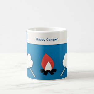 Taza De Café Campista Feliz Texto Personalizado con Fuego y Mal