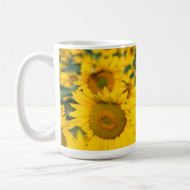 Taza De Café Campo amarillo de girasoles, fotografía (Izquierda)