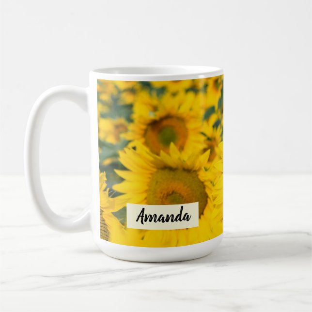 Taza De Café Campo amarillo de girasoles, fotografía (Izquierda)