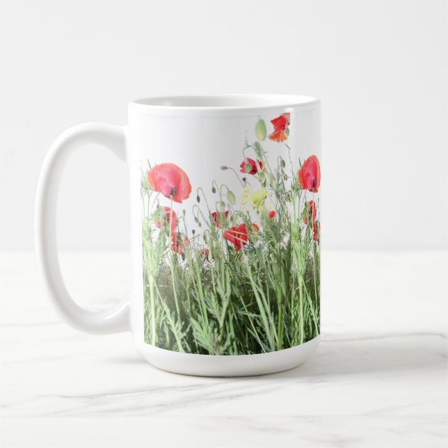 Taza De Café Campo de adormidera Flores de la naturaleza (Izquierda)