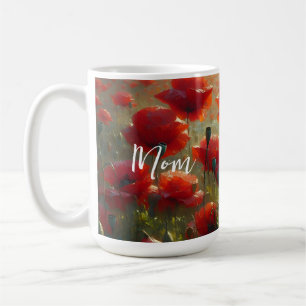 Taza De Café Campo de adormidera roja bonito en verano