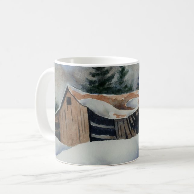 Taza De Café Campo de cultivo cubierto de nieve de invierno aba (Anverso izquierdo)