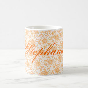 Taza De Café Campo de Daisies Mug, flores Naranjas