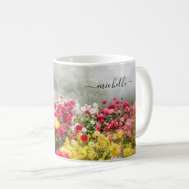 Taza De Café Campo de flores de Dahlia (Anverso derecho)