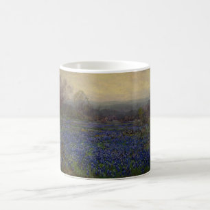 Taza De Café Campo de Flores de Red Azul (Paisaje Rural)