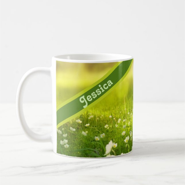 Taza De Café Campo de flores de verano personalizado (Izquierda)
