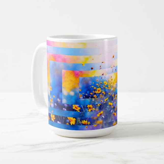 Taza De Café Campo de Flores Modernas (Anverso izquierdo)