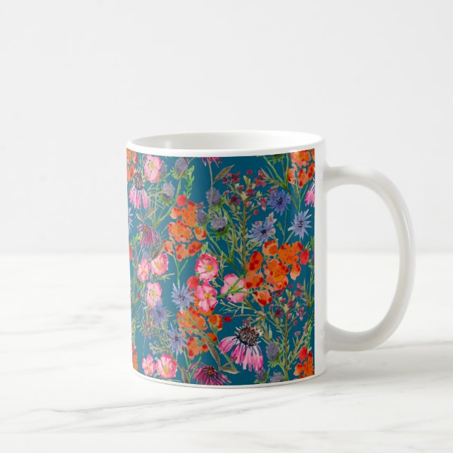 Taza De Café Campo De Flores Patrón Sin Marea (Derecha)