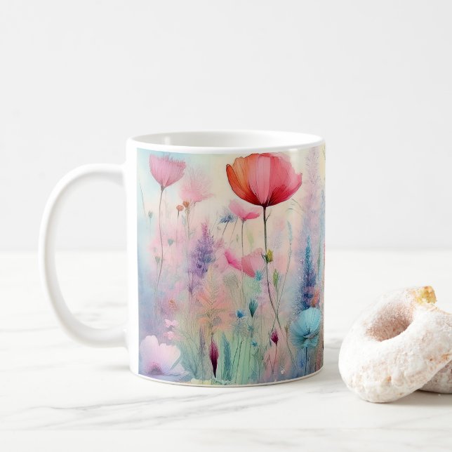 Taza De Café Campo de flores silvestres (Con donut)