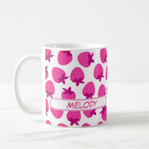Taza De Café campo de fresa rosa verano naturaleza fruta inicia
