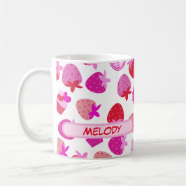 Taza De Café campo de fresa rosa verano tropical inicial