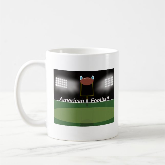 Taza De Café Campo de fútbol americano con gol y pelota (Izquierda)
