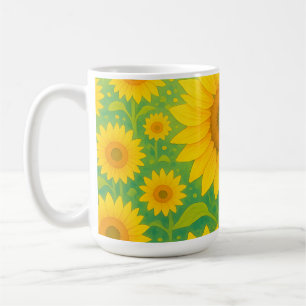 Taza De Café Campo de Girasoles Vibrante Patrón