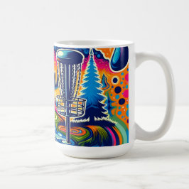 Taza De Café Campo de golf de disco psicodélico en las montañas