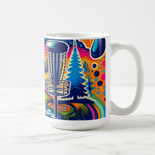 Taza De Café Campo de golf de disco psicodélico en las montañas (Derecha)