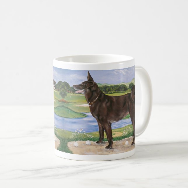 Taza De Café Campo de golf Perro Chocolate Lab Mix Funny (Anverso derecho)