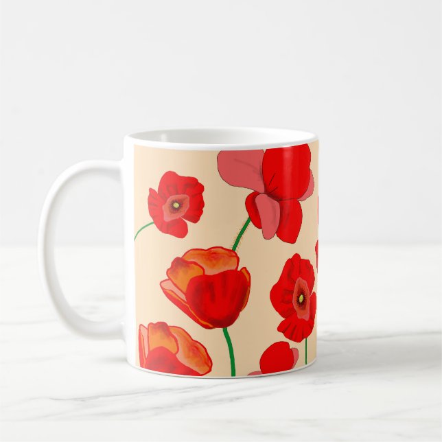 Taza De Café Campo de la amapola roja (Izquierda)