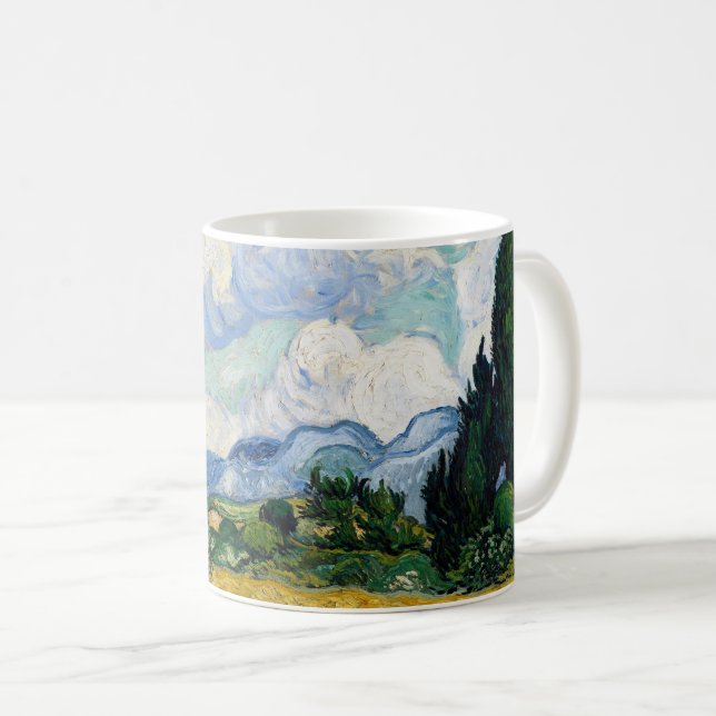 Taza De Café Campo de trigo con cipreses (Anverso derecho)