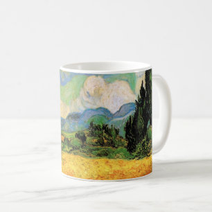 Taza De Café Campo de trigo Van Gogh con cipreses en la Alta Ga