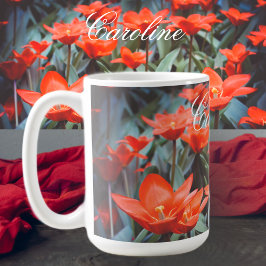 Taza De Café Campo de tulipán rojo