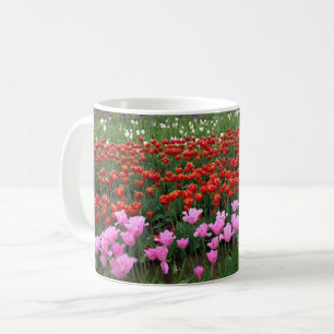 Taza De Café Campo de tulipanes rosados y rojos, Oregón
