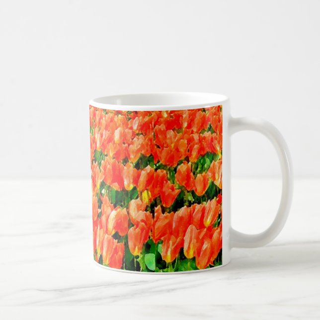 Taza De Café Campo naranja de tulipanes (Derecha)