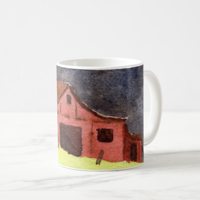 Taza De Café Campo rural Road Mug extenso granero rojo grande d (Anverso derecho)