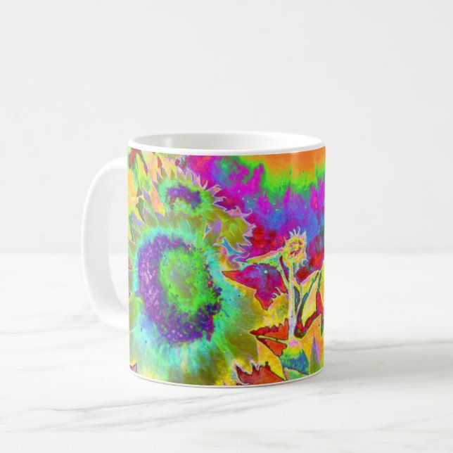 Taza De Café Campos de girasoles retro abstractos elegantes (Anverso izquierdo)
