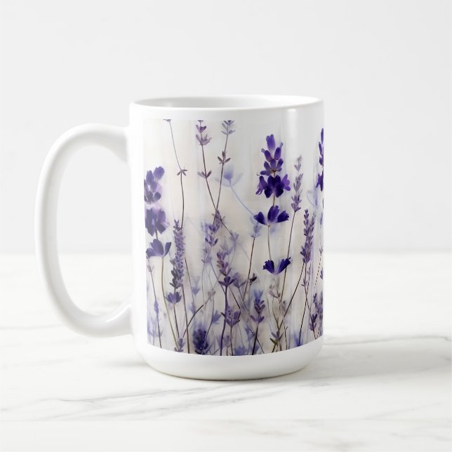 Taza De Café Campos de lavanda 15 oz Café Mug (Izquierda)
