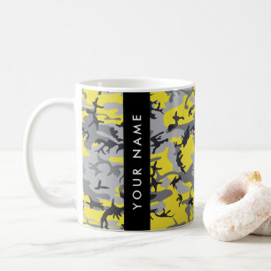 Taza De Café Camuflaje amarillo y gris Tu nombre personaliza
