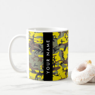 Taza De Café Camuflaje amarillo y marrón Tu nombre Personaliza