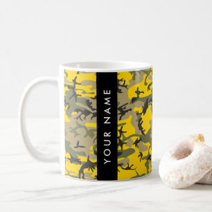 Taza De Café Camuflaje amarillo y verde Tu nombre Personaliza