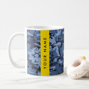 Taza De Café Camuflaje Azul Marino Personaliza tu nombre