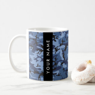 Taza De Café Camuflaje Azul Marino Personaliza tu nombre
