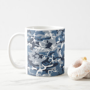 Taza De Café Camuflaje Azul Nieve Invernal, Militar, Ejército
