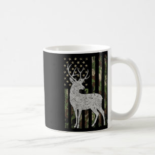 Taza De Café Camuflaje de caza de ciervos Whitetail Bandera de