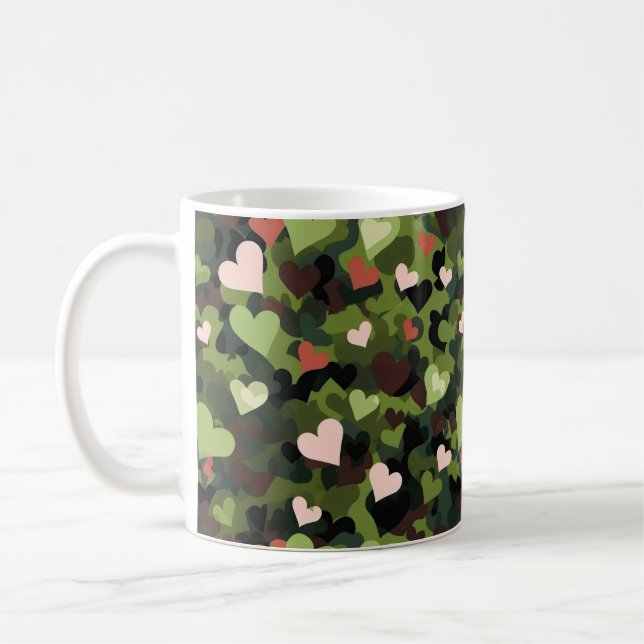 Taza De Café Camuflaje del corazón verde (Izquierda)