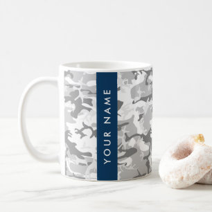 Taza De Café Camuflaje Gris Nieve de Invierno Personaliza tu no