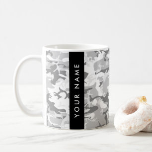 Taza De Café Camuflaje Gris Nieve de Invierno Personaliza tu no