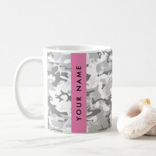 Taza De Café Camuflaje Gris Nieve Invernal Personaliza Tu Nombr