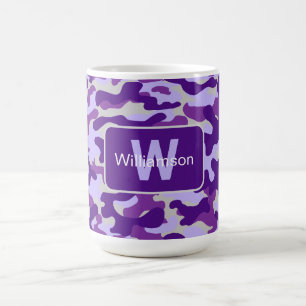 Taza De Café Camuflaje Morado Con Personalización