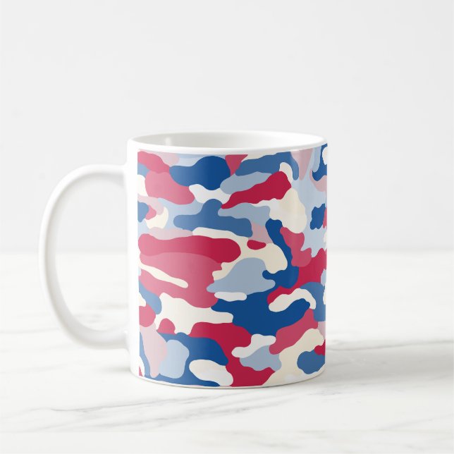 Taza De Café Camuflaje rojo blanco y azul (Izquierda)