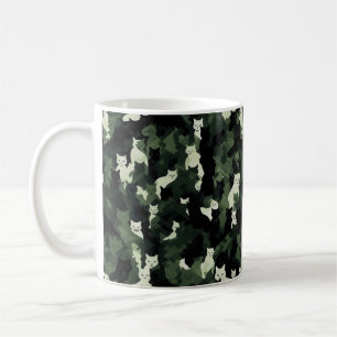 Taza De Café Camuflaje verde del patrón del gato