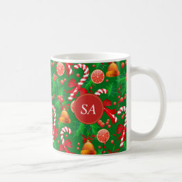 Taza De Café Caña de caramelo Navidad campana Navidad Acebo