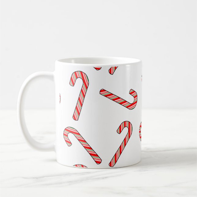 Taza De Café Caña De Vela Dibujada En Blanco Verde Rojo (Izquierda)