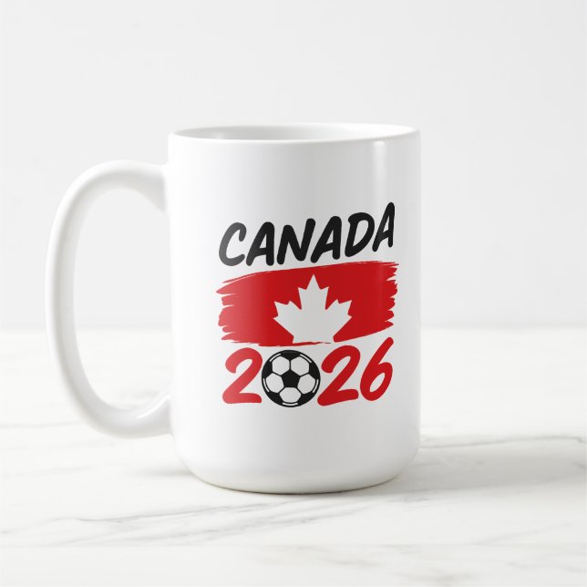 Taza De Café Canada 2026 Soccer Fan Design with Maple Leaf (Izquierda)