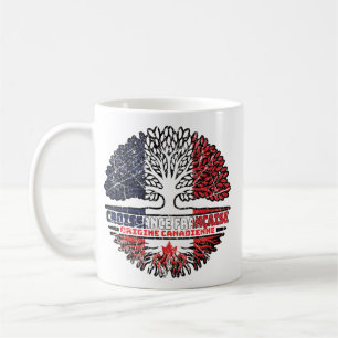 Taza De Café Canadá: Bandera de raíces de árboles de Francia fr
